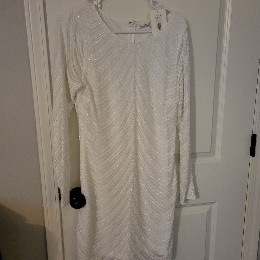 Elegant White Sequin Dress
